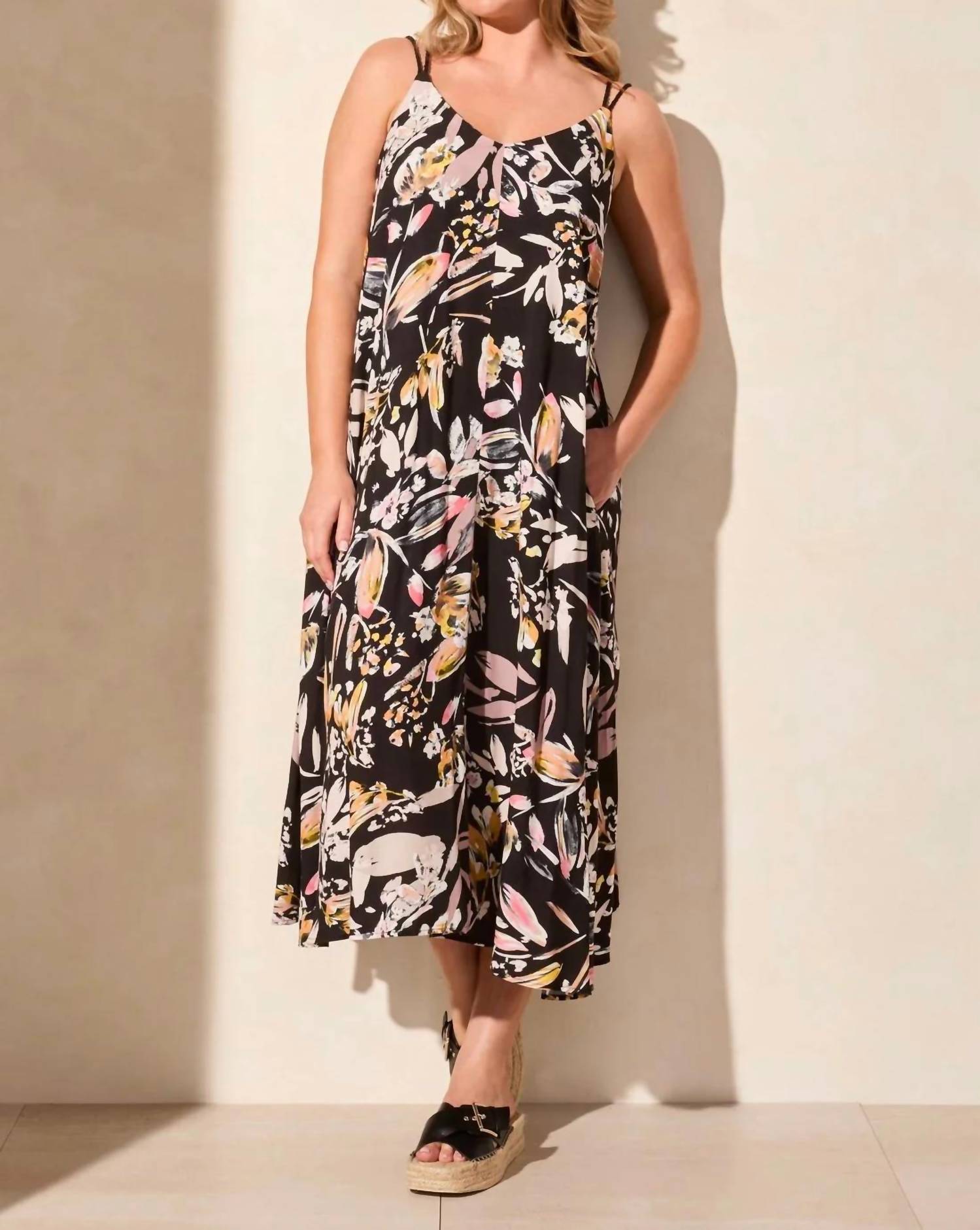 Tribal - Adjustable Straps Maxi Dress