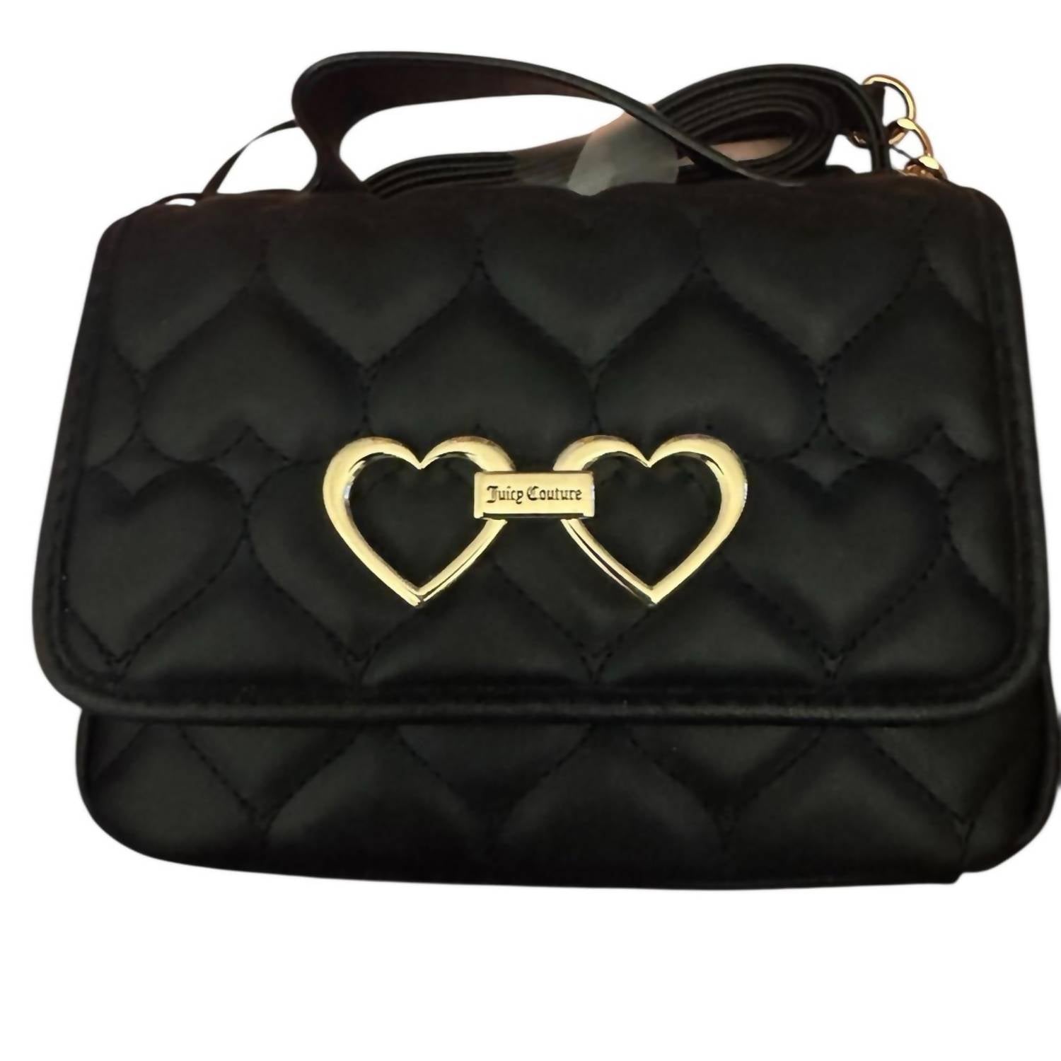 Juicy Couture Women's Quilted Crossbody Bag With Heart Detail in black - women's bag