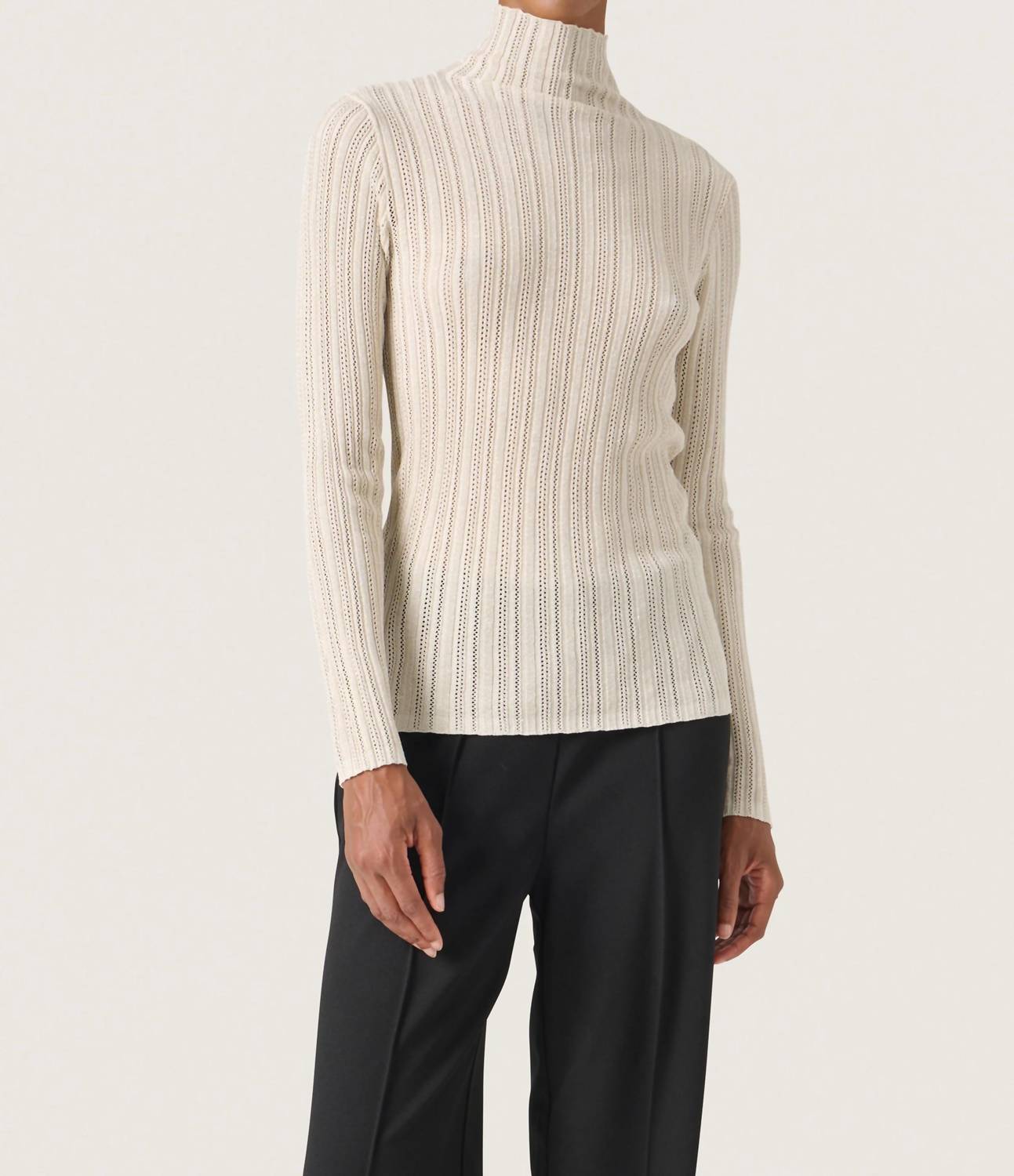 Soaked In Luxury - Laisa Metallic Turtleneck Pullover Sweater