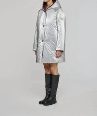 OOFWEAR Reversible Mid-length Jacket With Hood in silver plum - women's jacket - alternate view