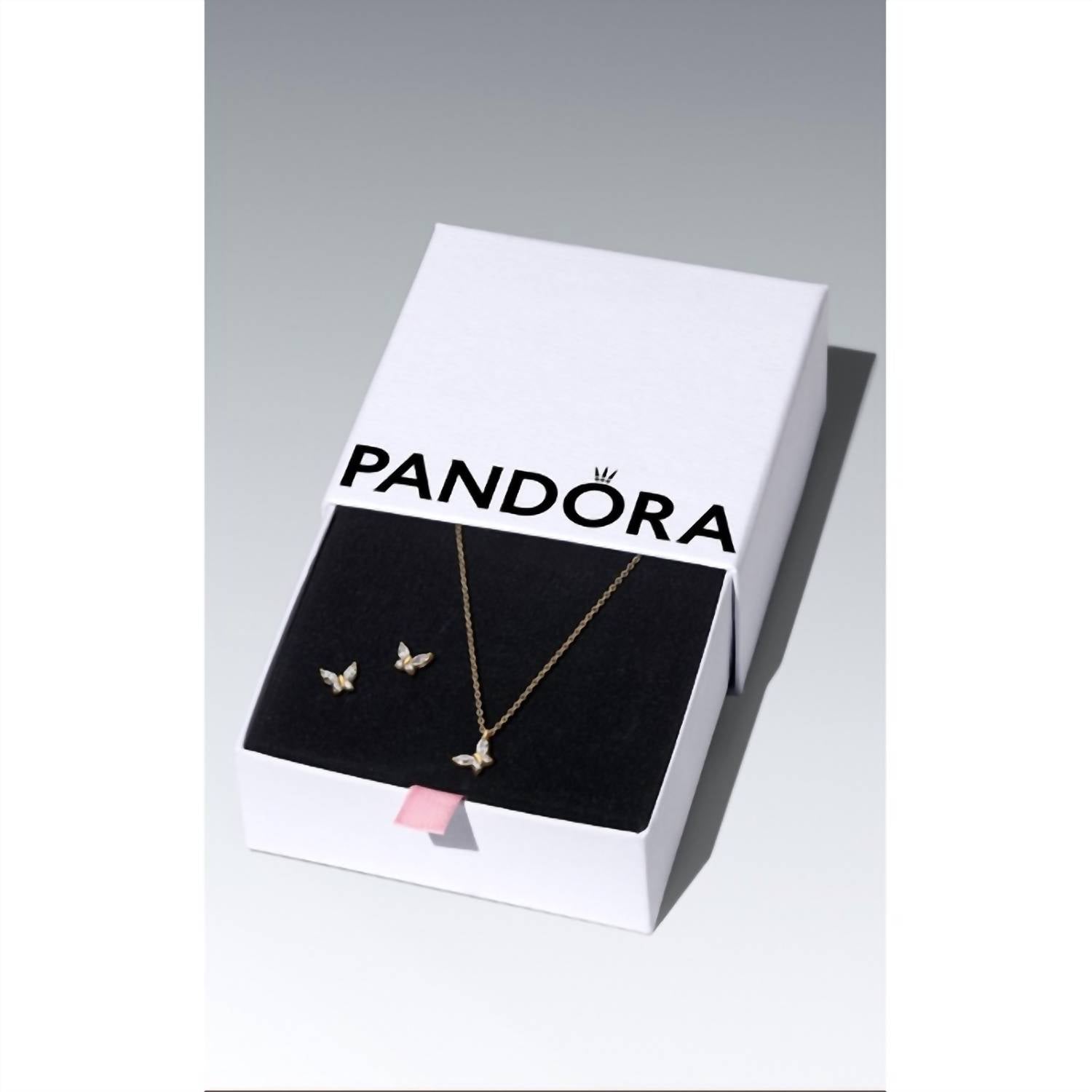 Pandora - Butterfly Studs and Pendant Necklace Jewelry Set