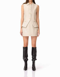 Curaae Malia Leather Vest in clay - women's jacket