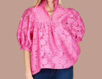 Jade - Floral Organza High Neck Top