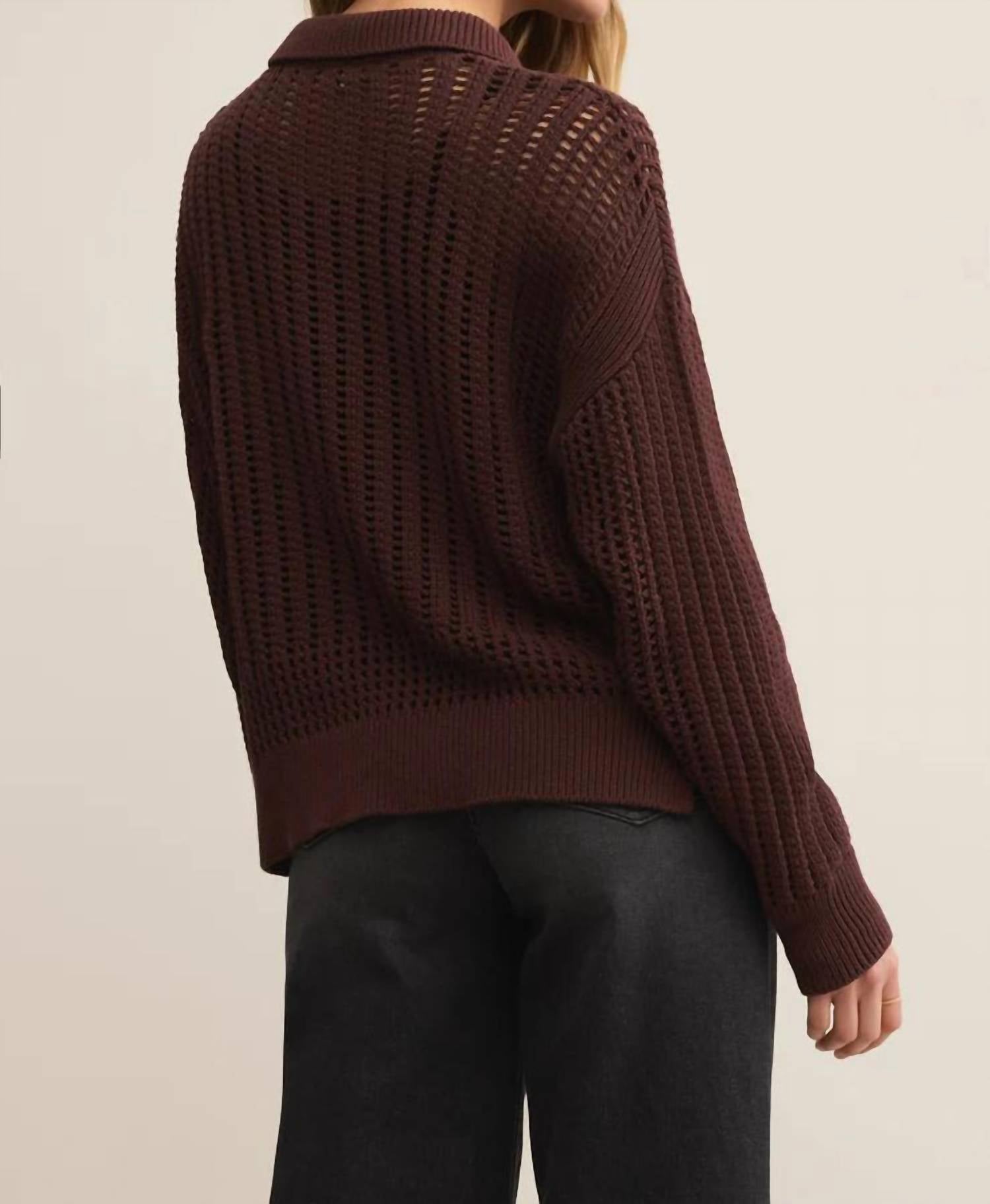 Z Supply - Looking Glass Crochet Polo Sweater