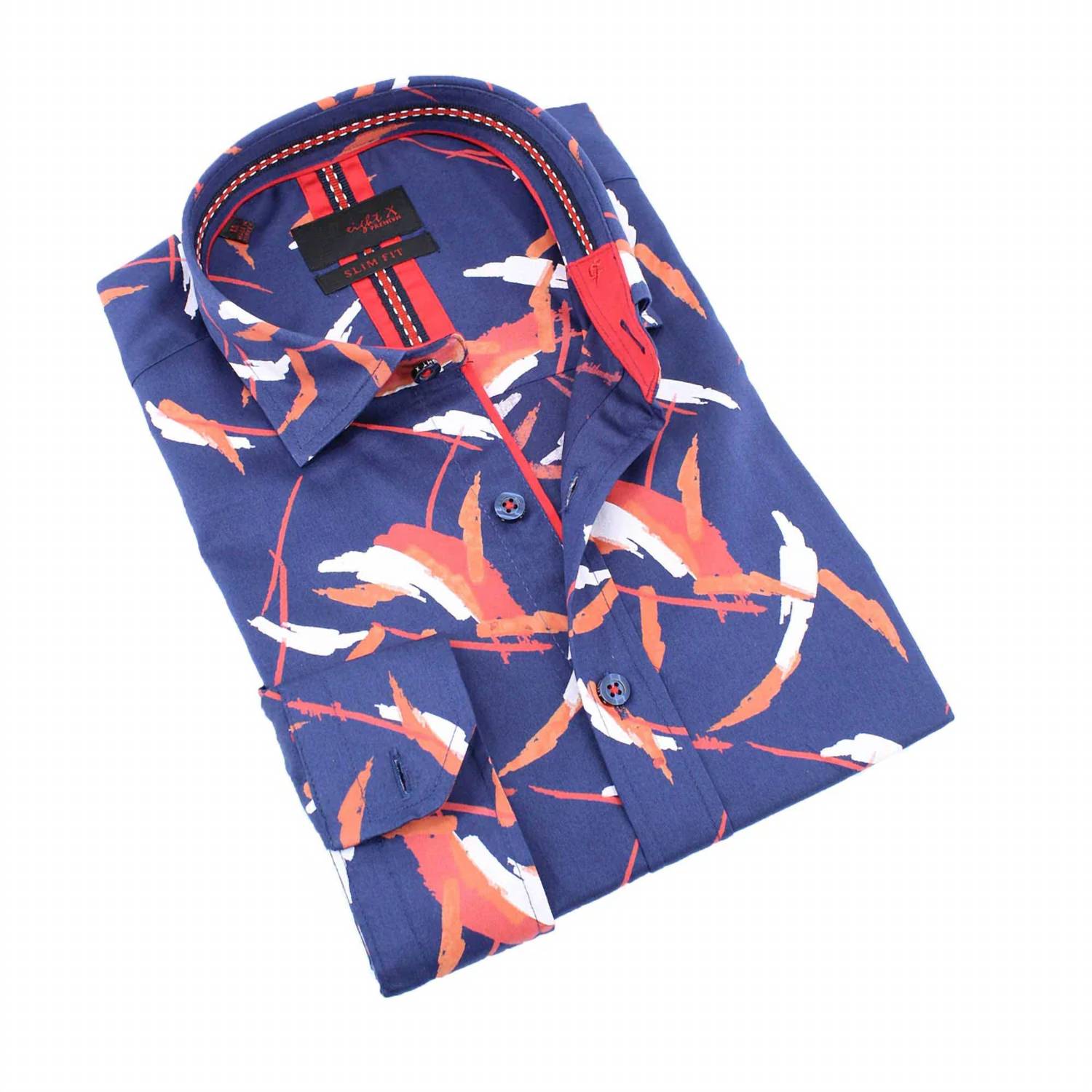 Eight X - Button Down Shirt With Brush Print Design