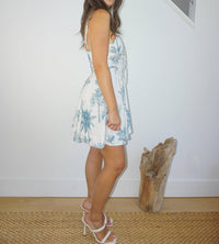 NIBI MTK Tara Mini Dress in faded teal palms - women's dress - alternate view
