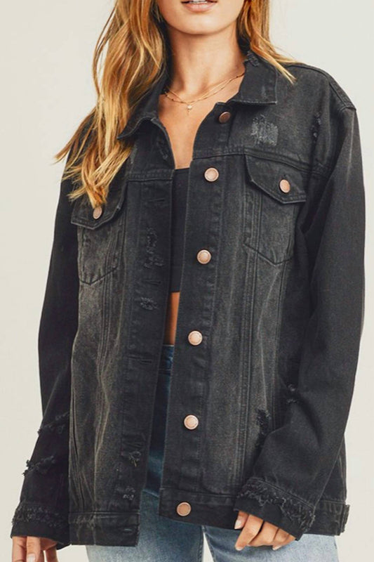 Risen - Loose Fit 90's Distressed Denim Jacket