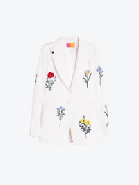 Vilagallo Embroidered Flowers Jacket in white - women's jacket - view 4