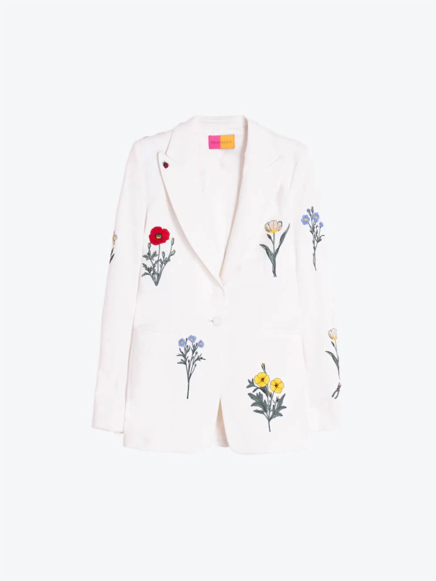 Vilagallo Embroidered Flowers Jacket in white - women's jacket - view 4