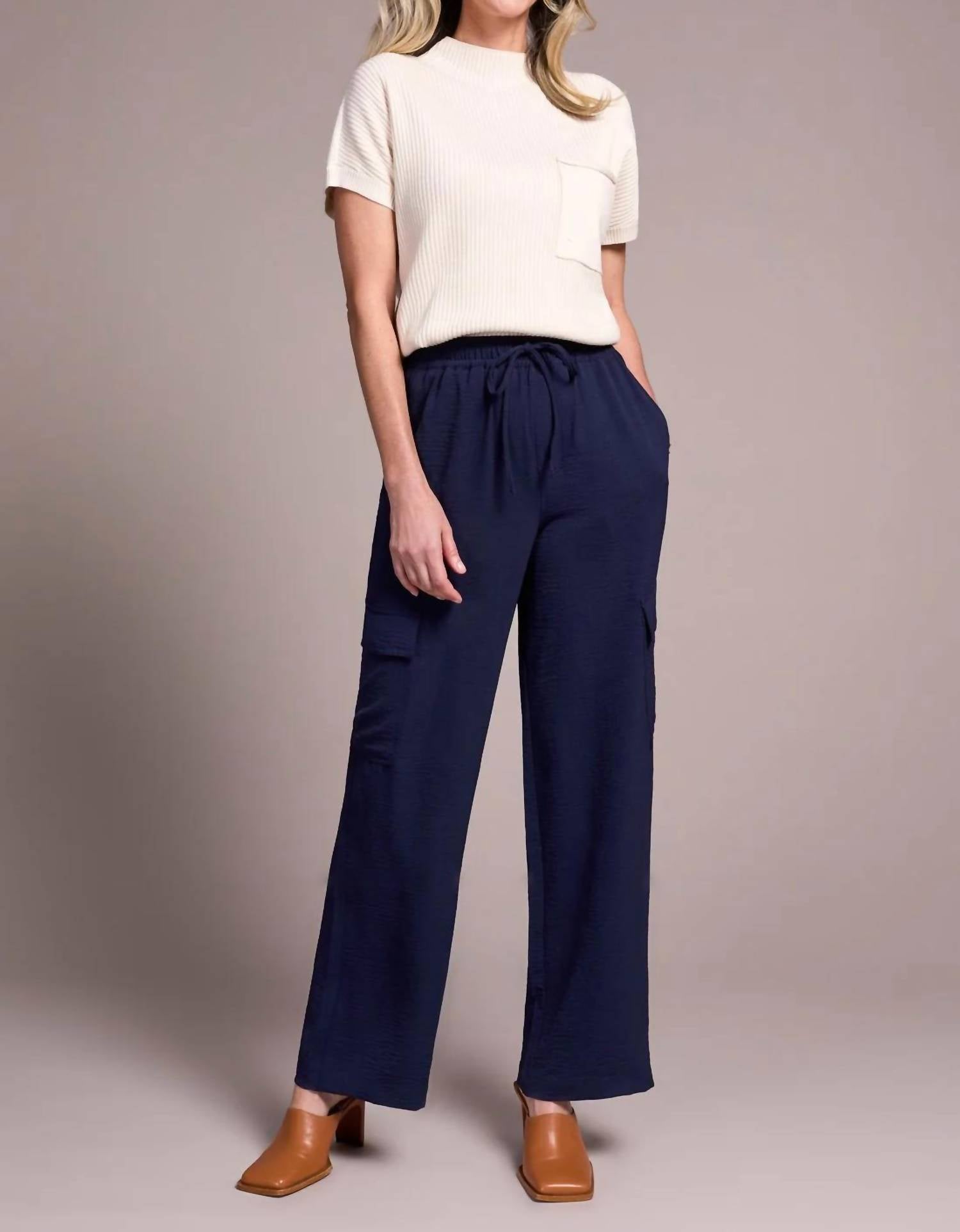 Tribal - Airflow Elastic-waist Flowy Cargo Pants