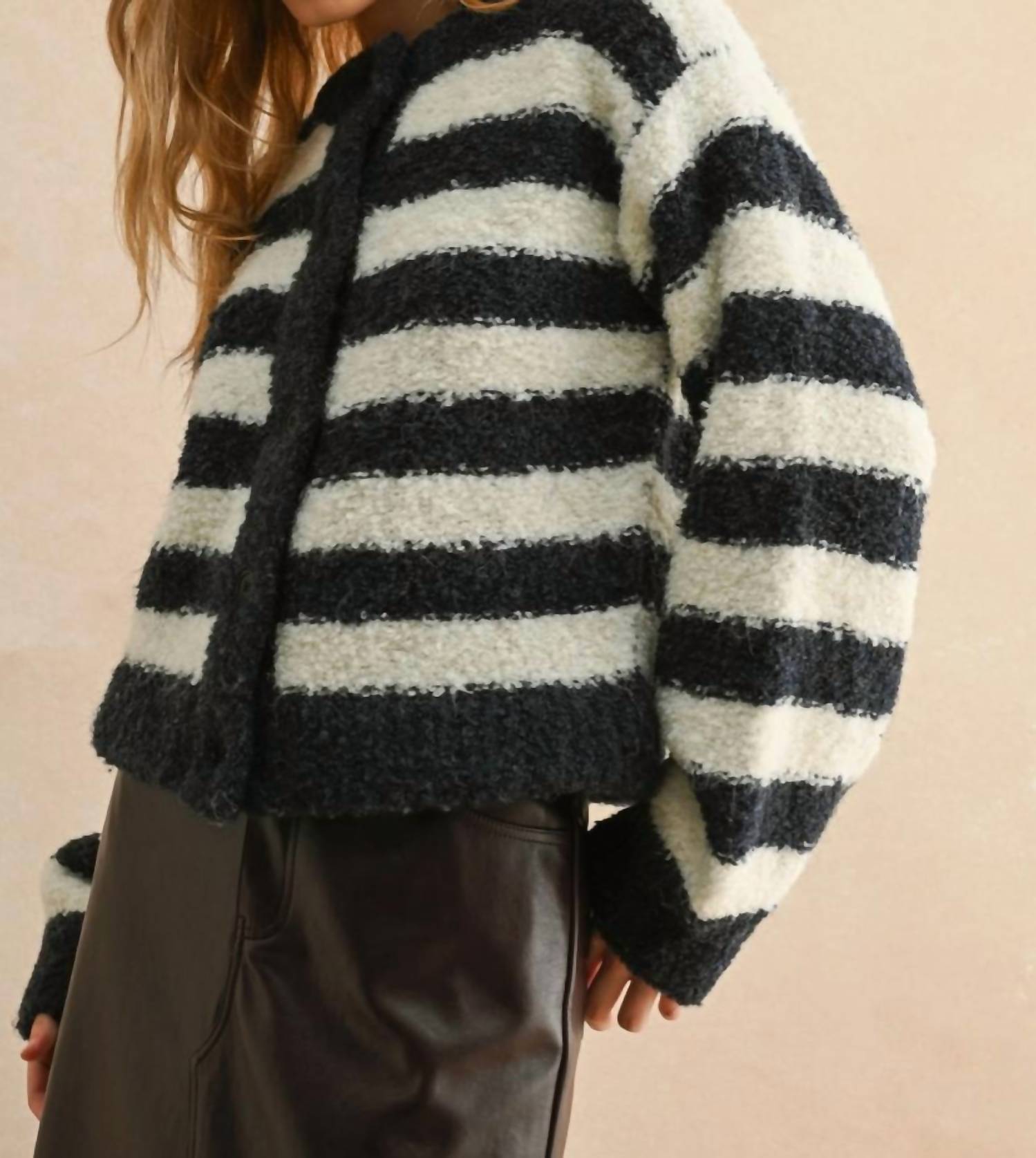 Miou Muse - Boucle Effect Sweater Cardigan