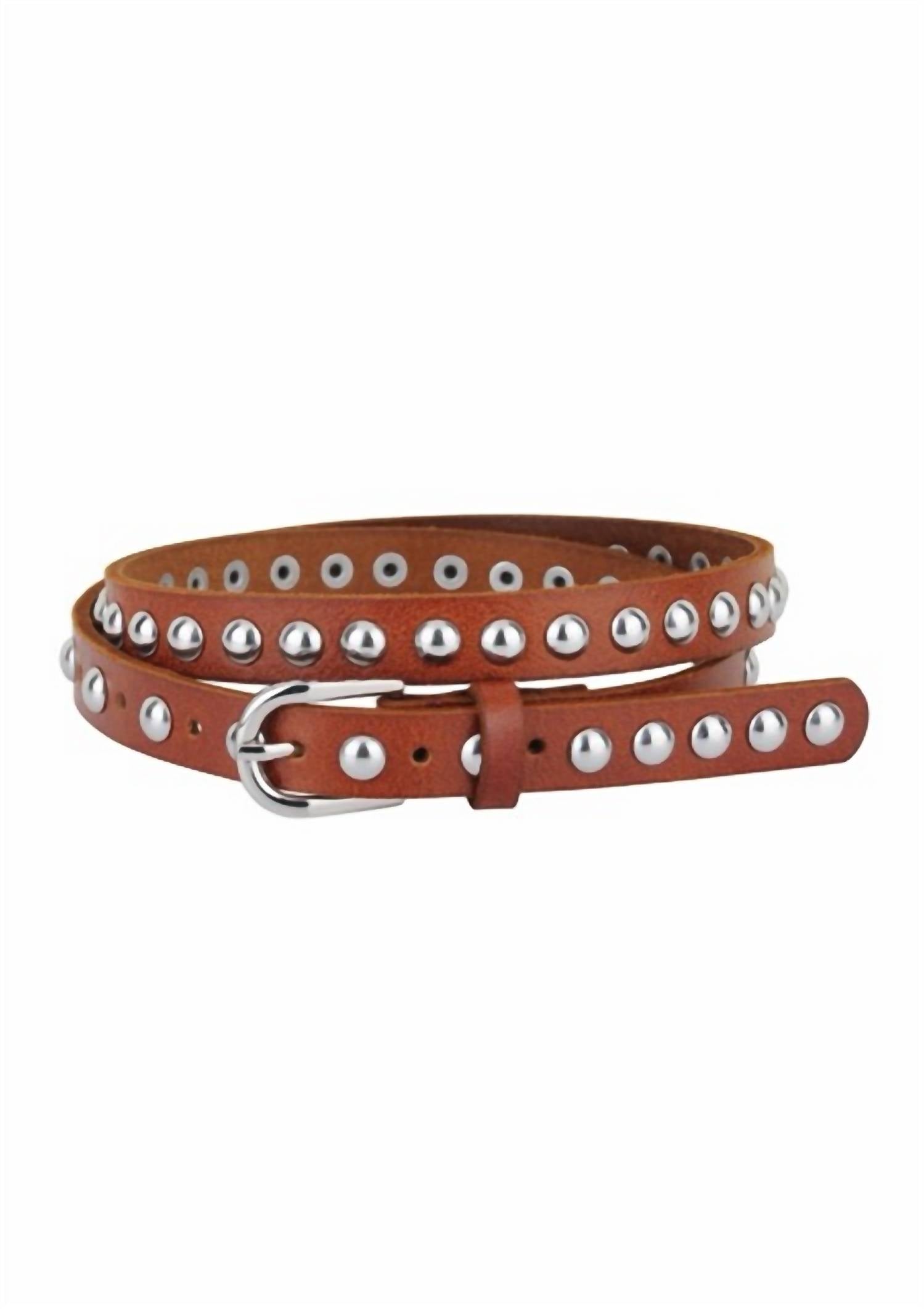 Most Wanted - Women's Skinny Studded Leather Belt
