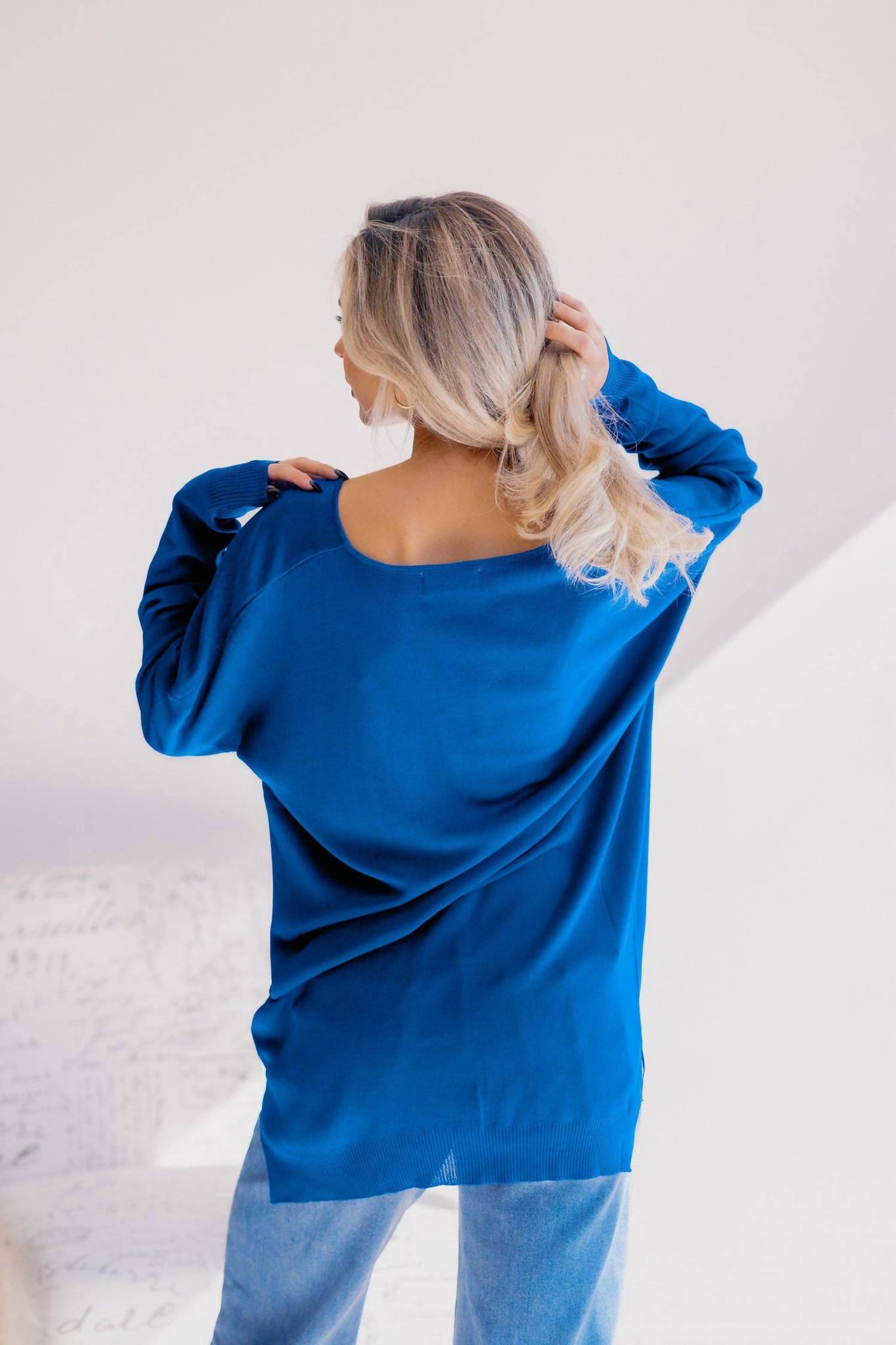 Sweet Lovely By Jen - Knit V Neck Sweater