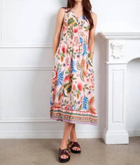 Charlie B - Smocked Printed Viscose Midi Dress