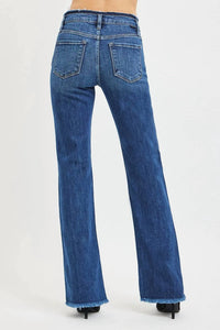 Risen - Mid Rise Bootcut Frayed Stretchy Jeans