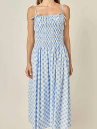 English Factory - Checked Smocked Midi Dress