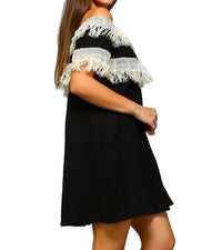 Velzera - Off The Shoulder Fringe Mini Dress