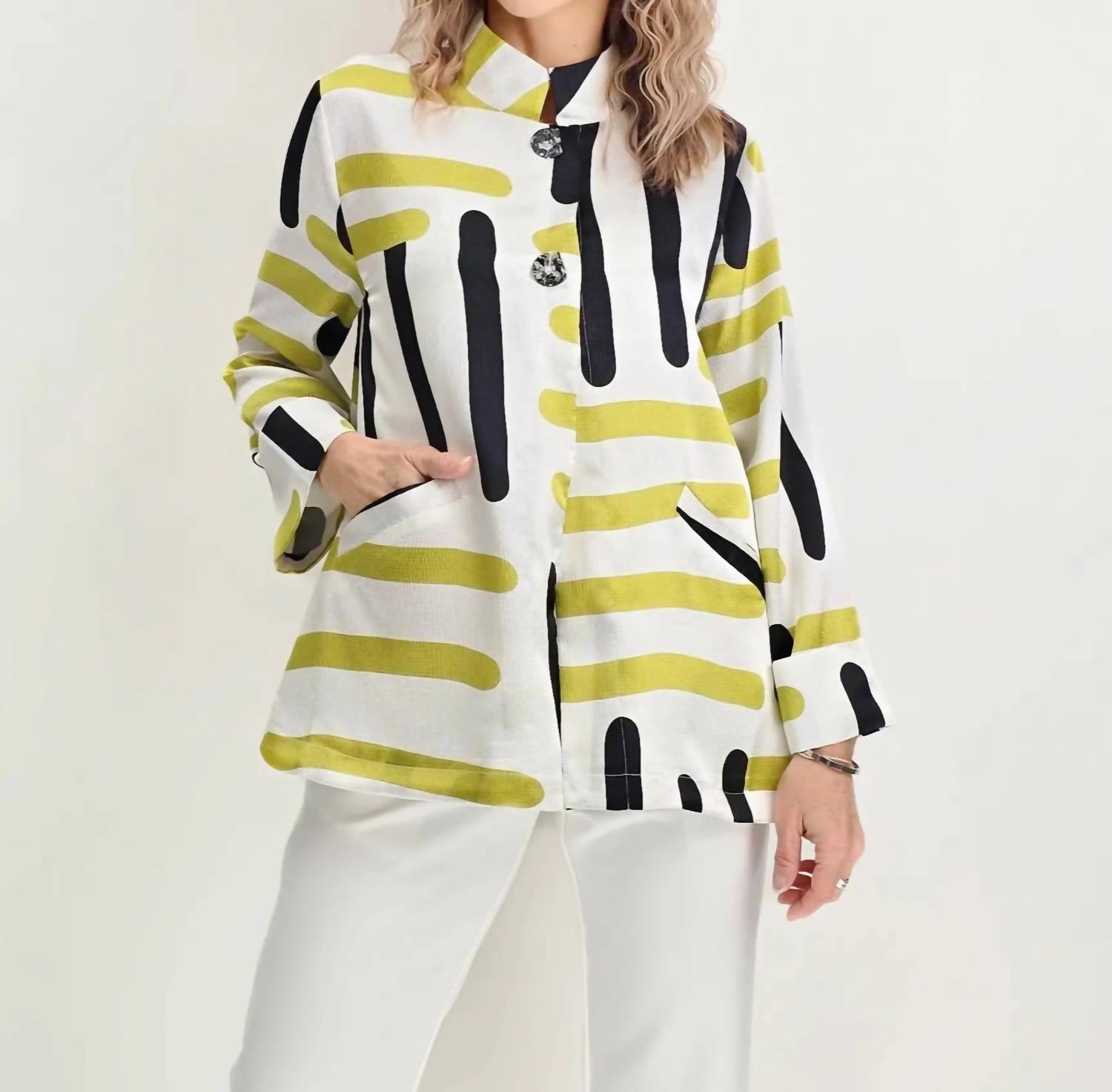 Lemon Grass - Abstract Print Jacket