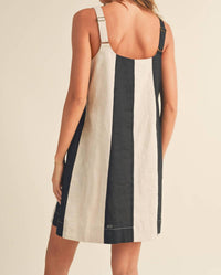 MIOU MUSE Color Block Mini Dress in beige black - women's dress - alternate view