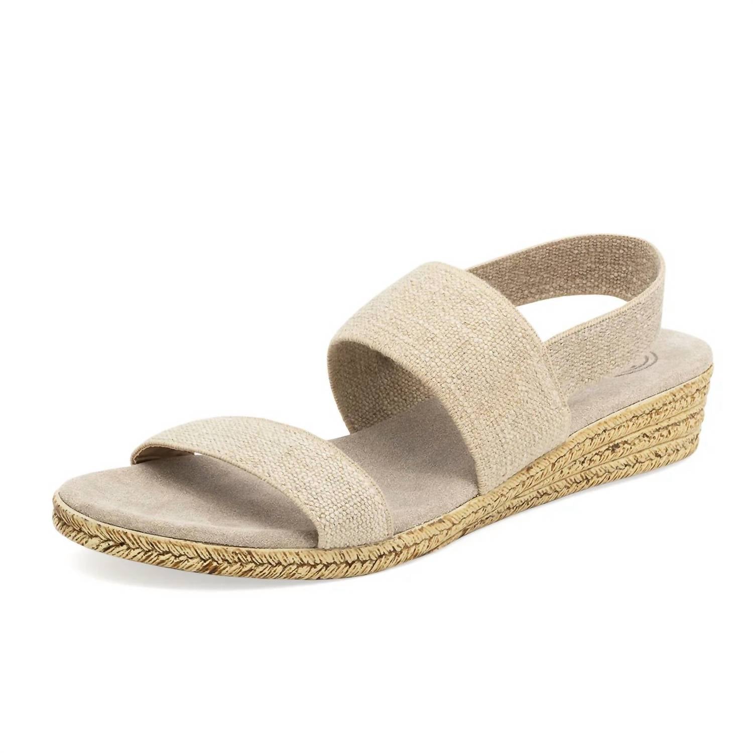 CHARLESTON SHOE CO. Women's Gladys Low Wedge Sandal in beige - women's shoe