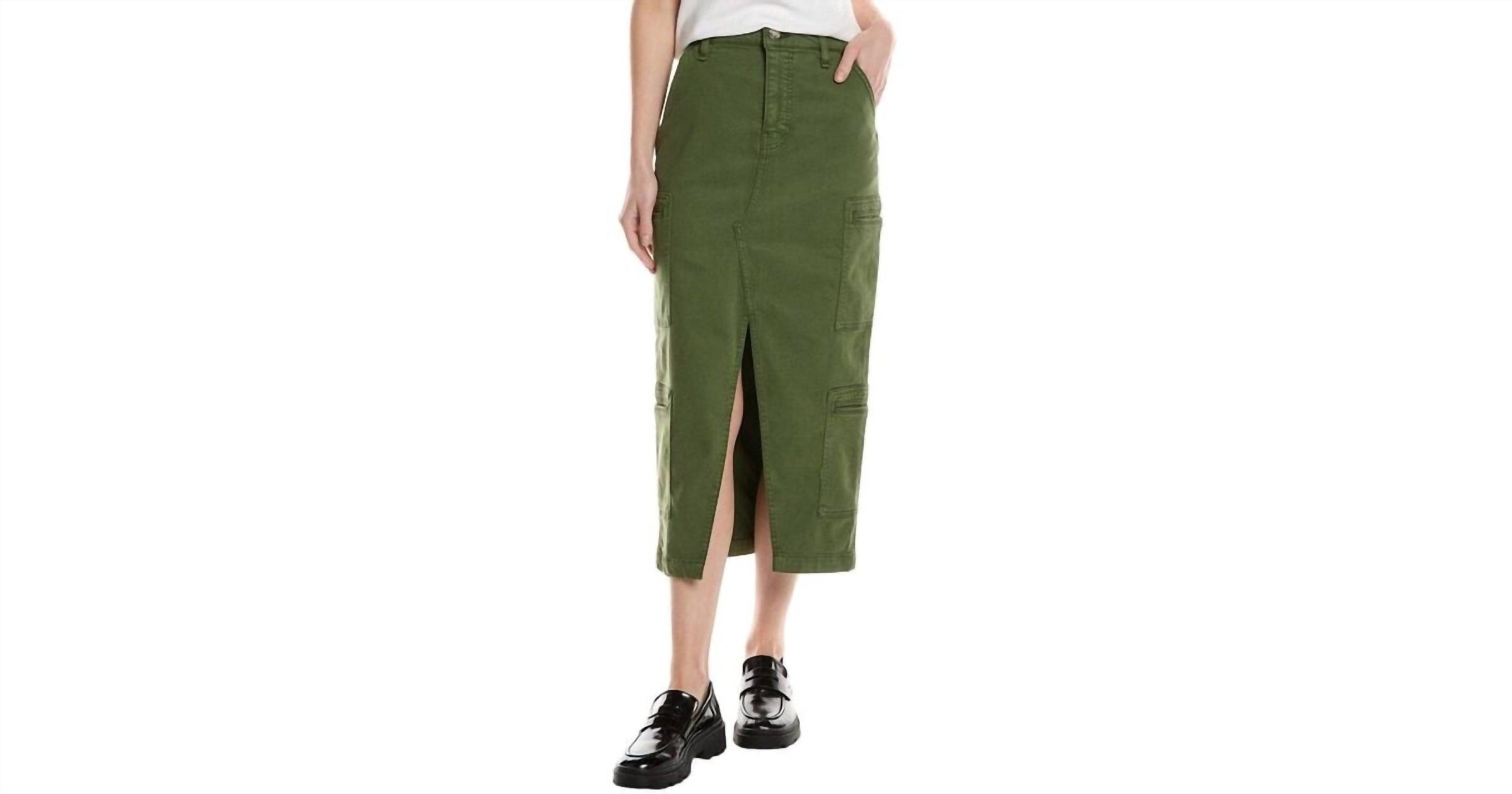 Chaser cargo pocket skirt in army green - women's skirt