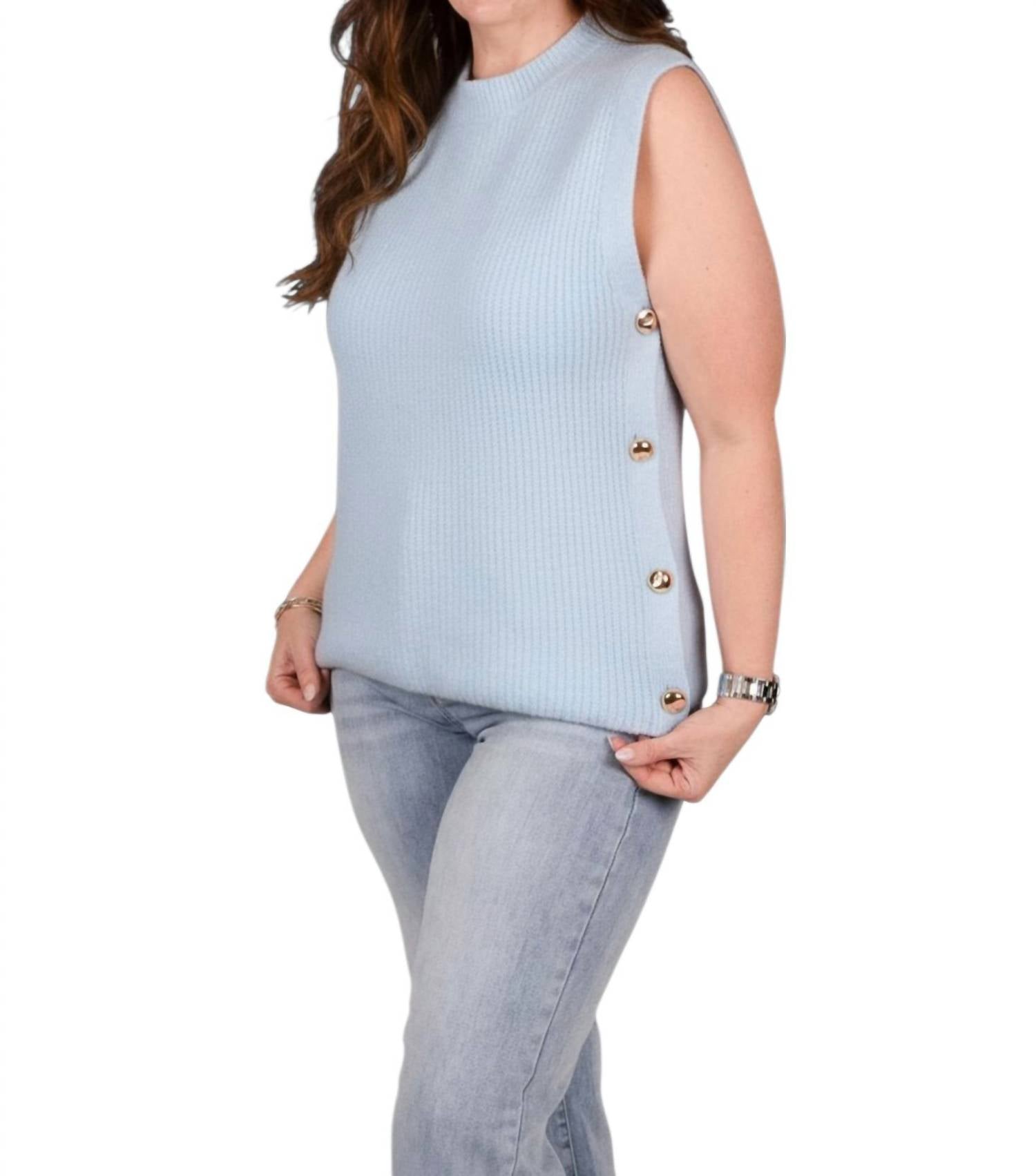Q2 Regal Row Knit Top in baby blue - women's blouse