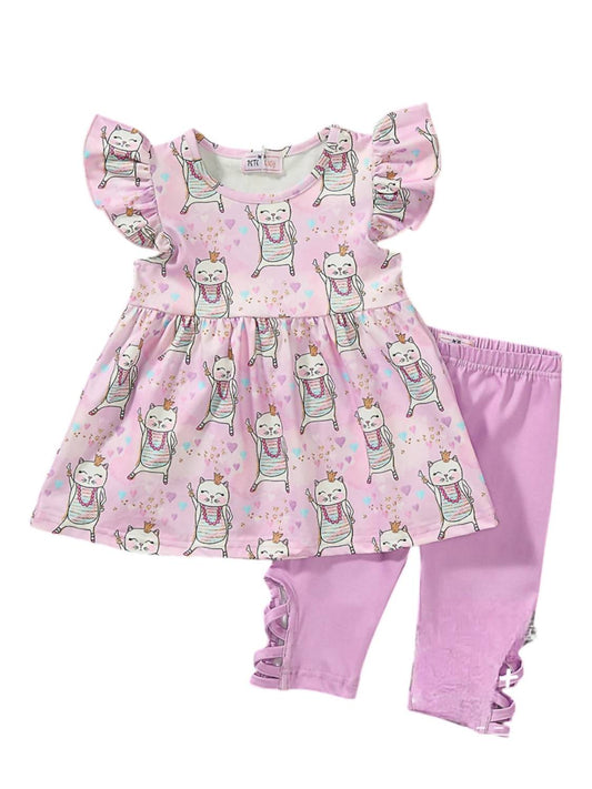 Pete + Lucy - Girl's Cattitude Capri Set