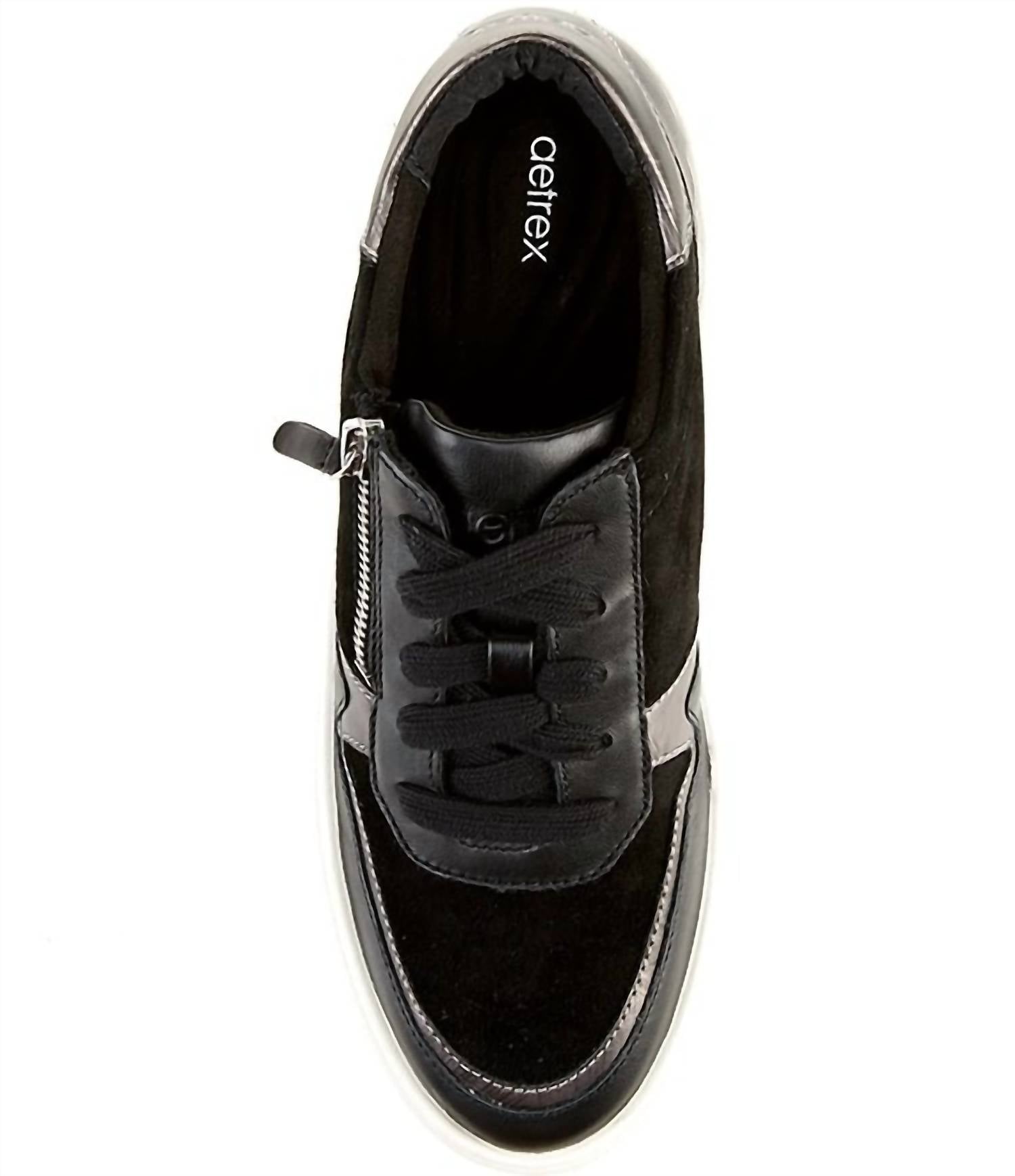 Aetrex Women's Leigh Suede Side Zip Platform Sneakers in black - women's sneaker - view 5