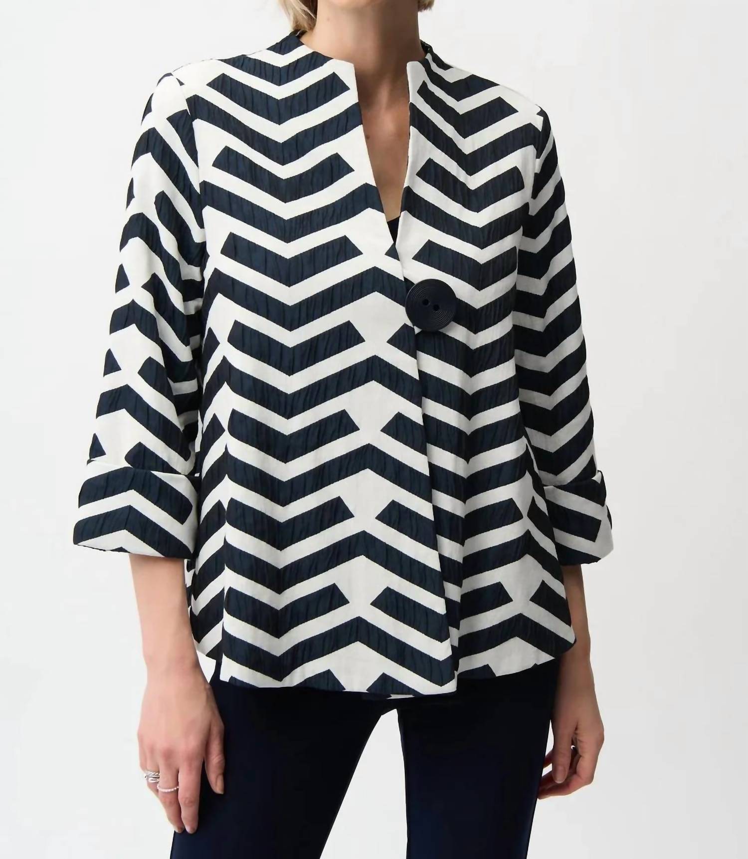 Joseph Ribkoff - Geometric Jacquard Trapeze Jacket