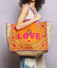 Pol - LOVE Bandana Quilted Tote Bag