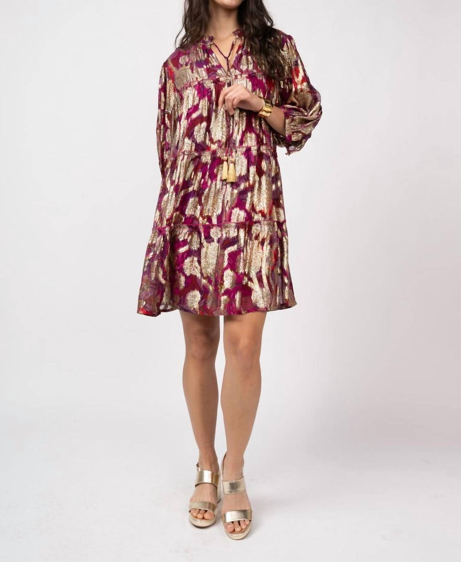 Ivy Jane - Metallic Print Tiered Dress