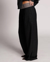 Mimosa PLAID AFFAIR WIDE LEG PANTS in black - women's pants - alternate view