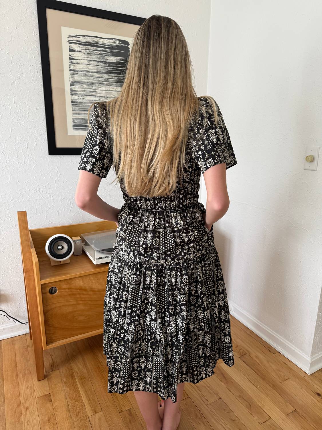 Aureum - Elena Floral Pintuck Pleat Tiered Midi Dress
