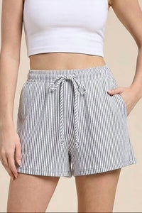 Charlotte Avery - Striped Coastal Drawstring Shorts