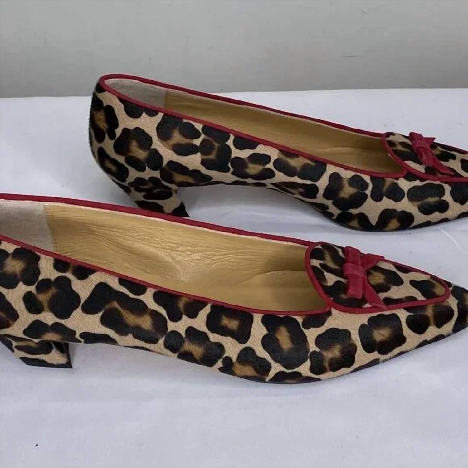 Diane B. Women's Leopard Print Bow Low Heel Pumps in brussel - women's heels - detail view