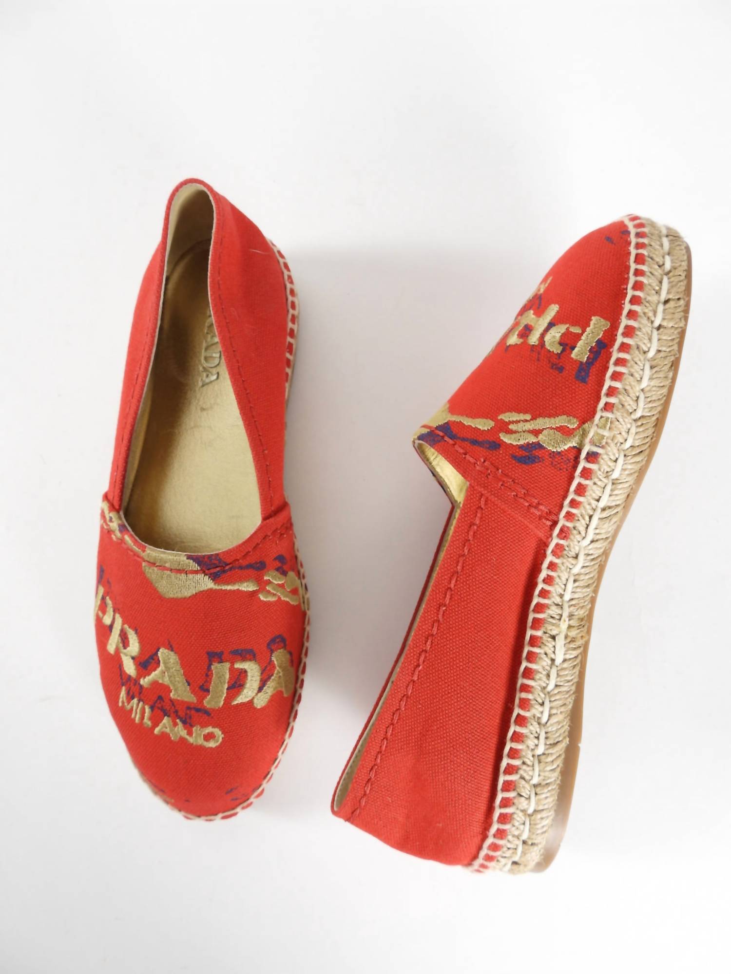 Prada Women's Canvas Espadrille Flats With Embroidered Logo - women's flats - alternate view