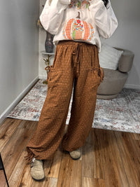 Easel - Karlee Floral Woven Drawstring Pants