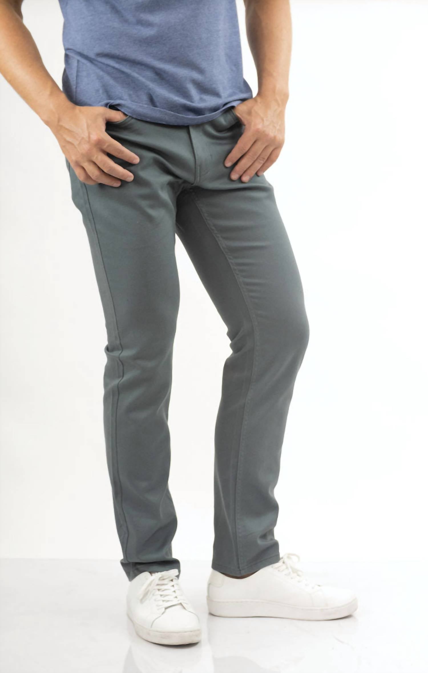 JACHS NEW YORK Straight Fit 5 Pocket Summer Commuter Pants in grey - men's pants