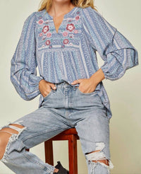 Andree By Unit - Floral Embroidered Babydoll Top