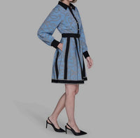 KARL LAGERFELD Rope Print Midi Shirt Dress in blue - women's dress - detail view