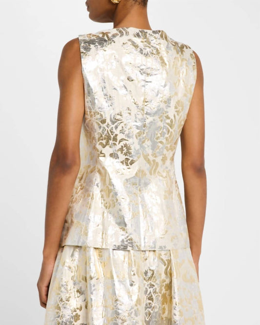 Lafayette 148 - Bateau-neck Metallic Jacquard Vest