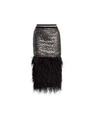 LE SUPERBE Marmont Sequin Skirt With Feathers in starwood spot - women's skirt - detail view