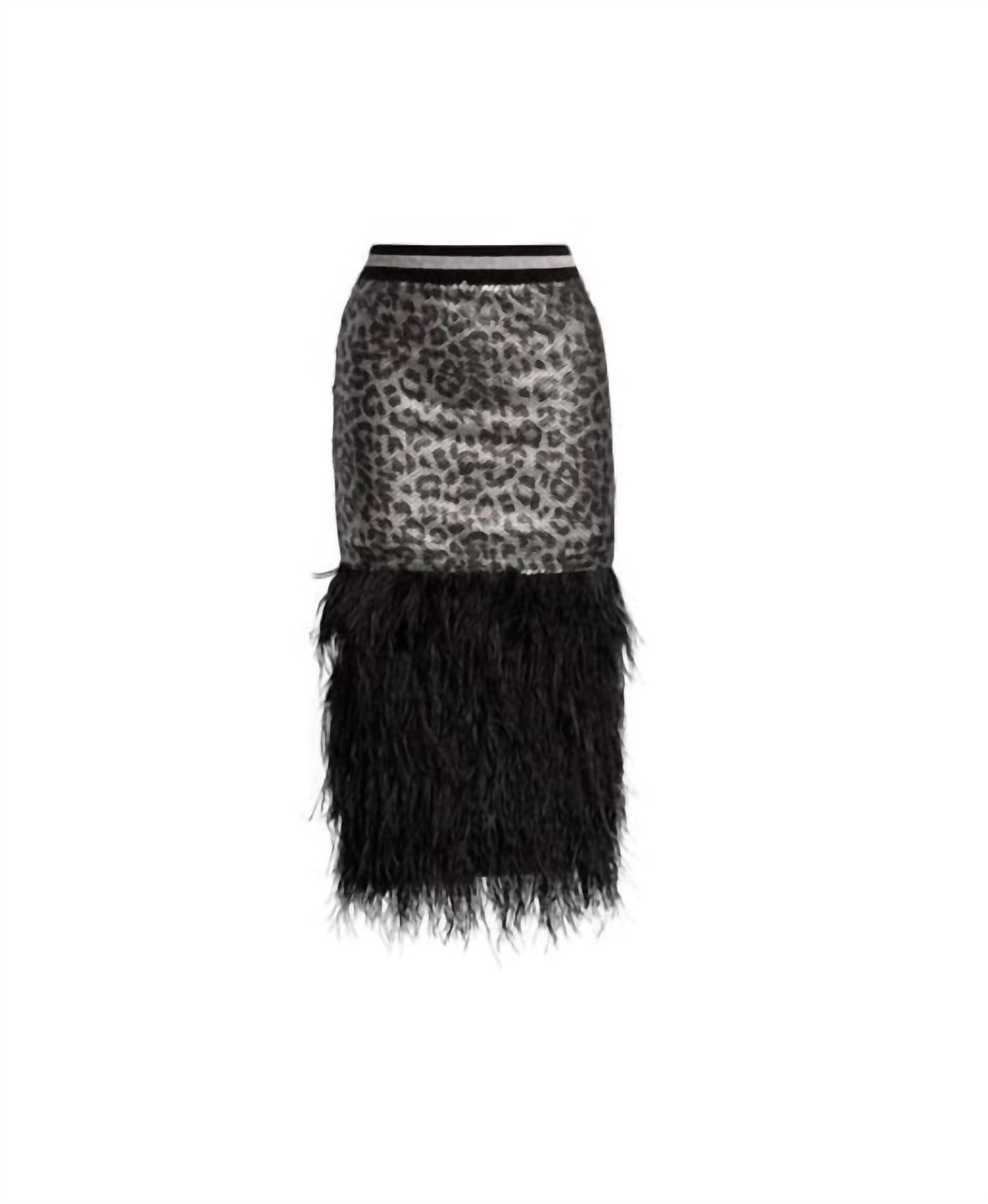 LE SUPERBE Marmont Sequin Skirt With Feathers in starwood spot - women's skirt - detail view