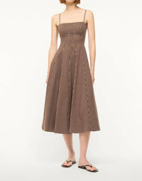 Aureum Wylie Dress in dark oak micro stripe - women's dress