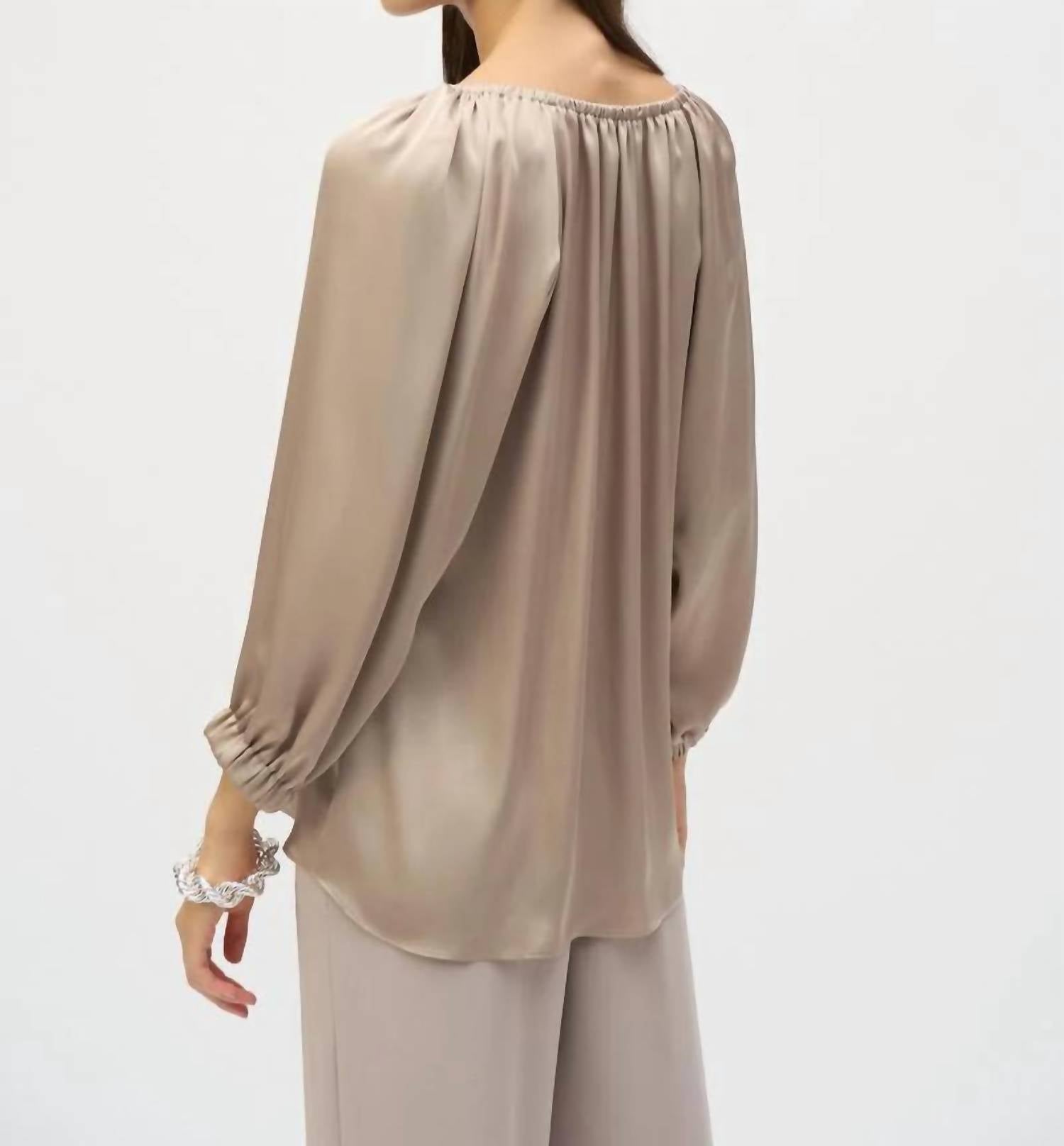 Joseph Ribkoff Silky Top in dune - women's blouse - detail view