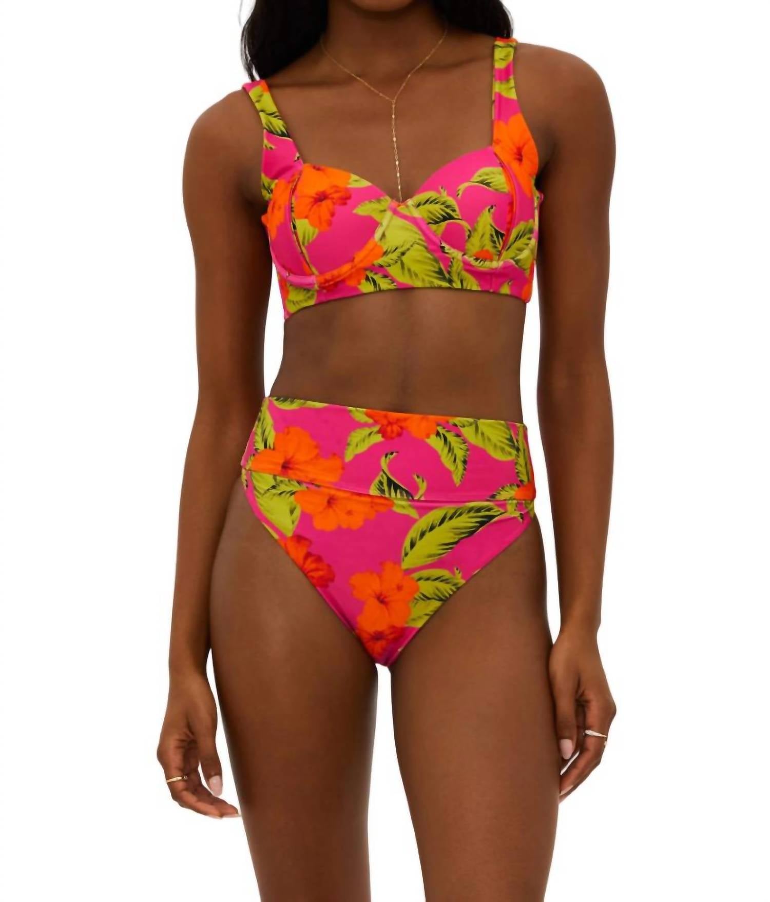 Beach Riot HIGHWAY BOTTOM in hibiscus sunset - women's swimwear