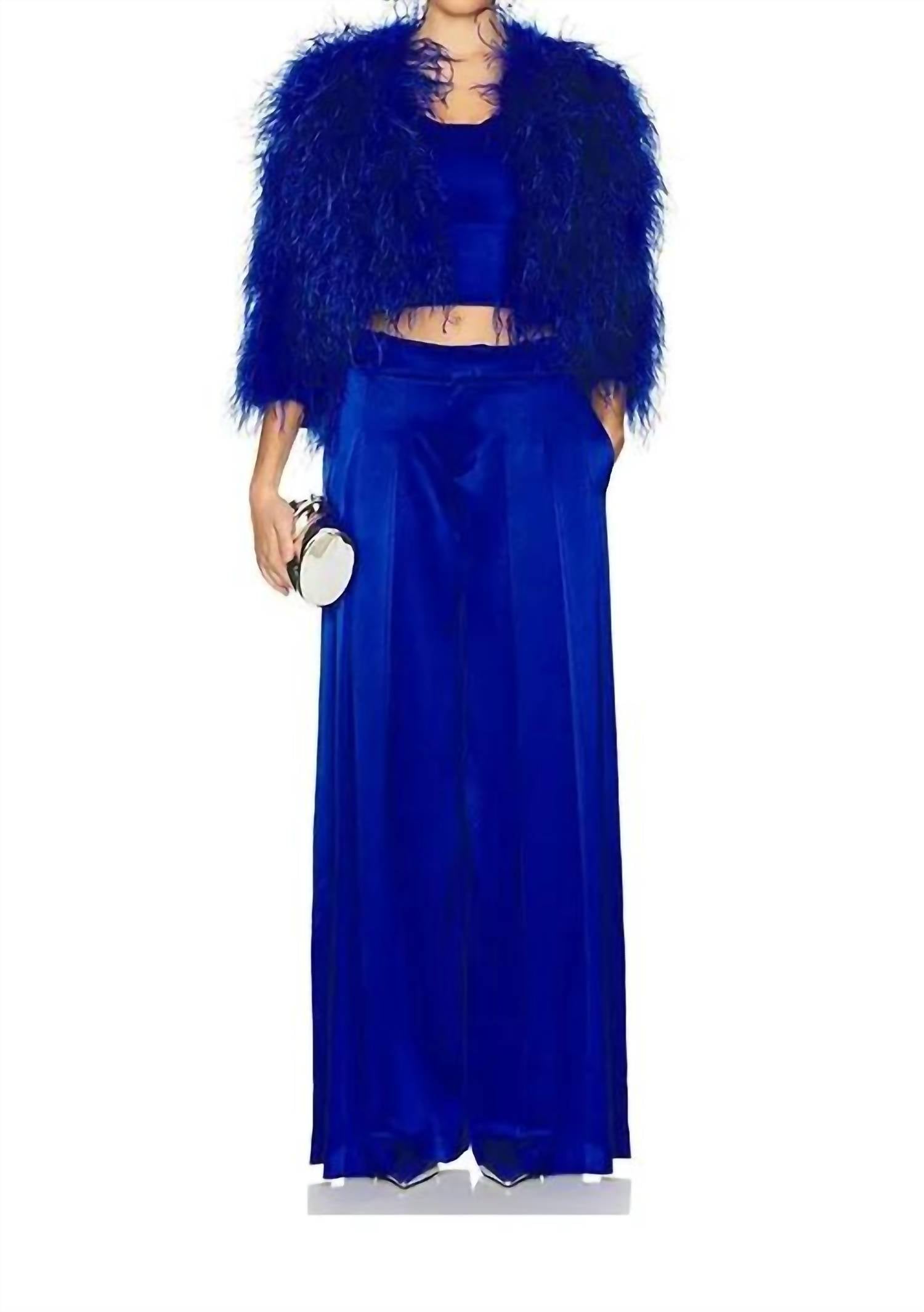 alice + olivia Ada Bustier Cropped Top in 0470 royal sea4 - women's shirt - view 5