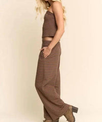 Davi & Dani - Striped Knit Cami & Wide-leg Pants Set