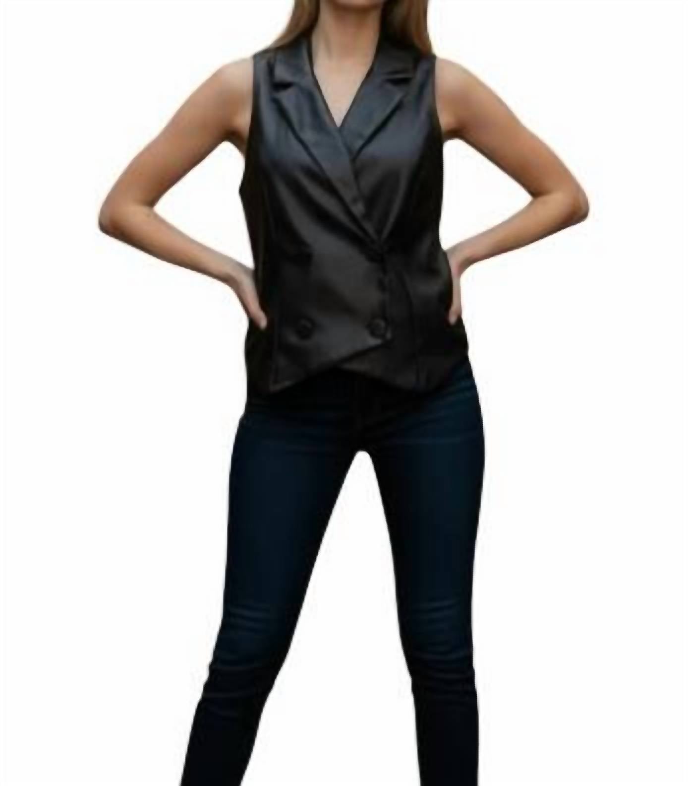 DO+BE Faux Leather Halter Crop Top in black - women's shirt