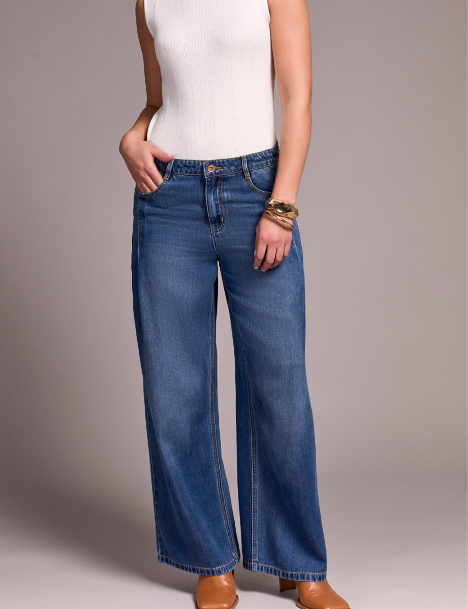 Tribal - Audrey Wide Leg Pleated Jean